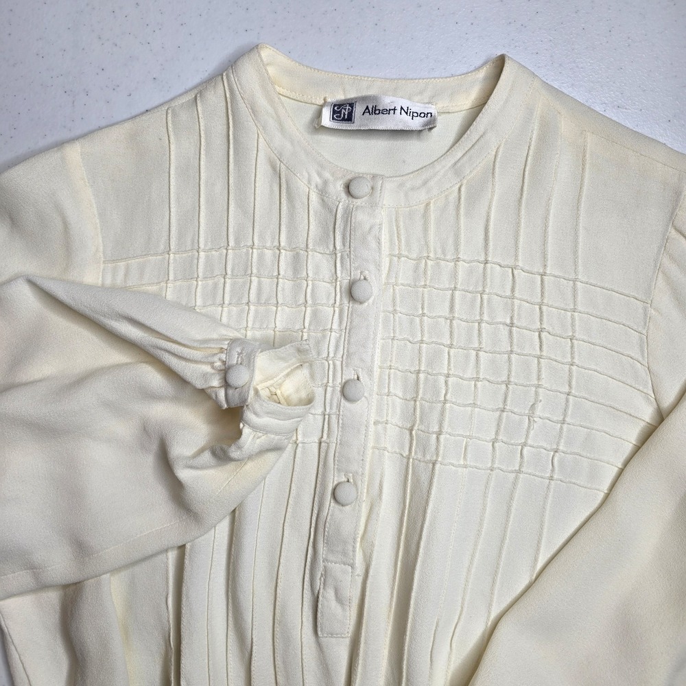 ALBERT NIPPON Women's Size Small White Blouse -1428
